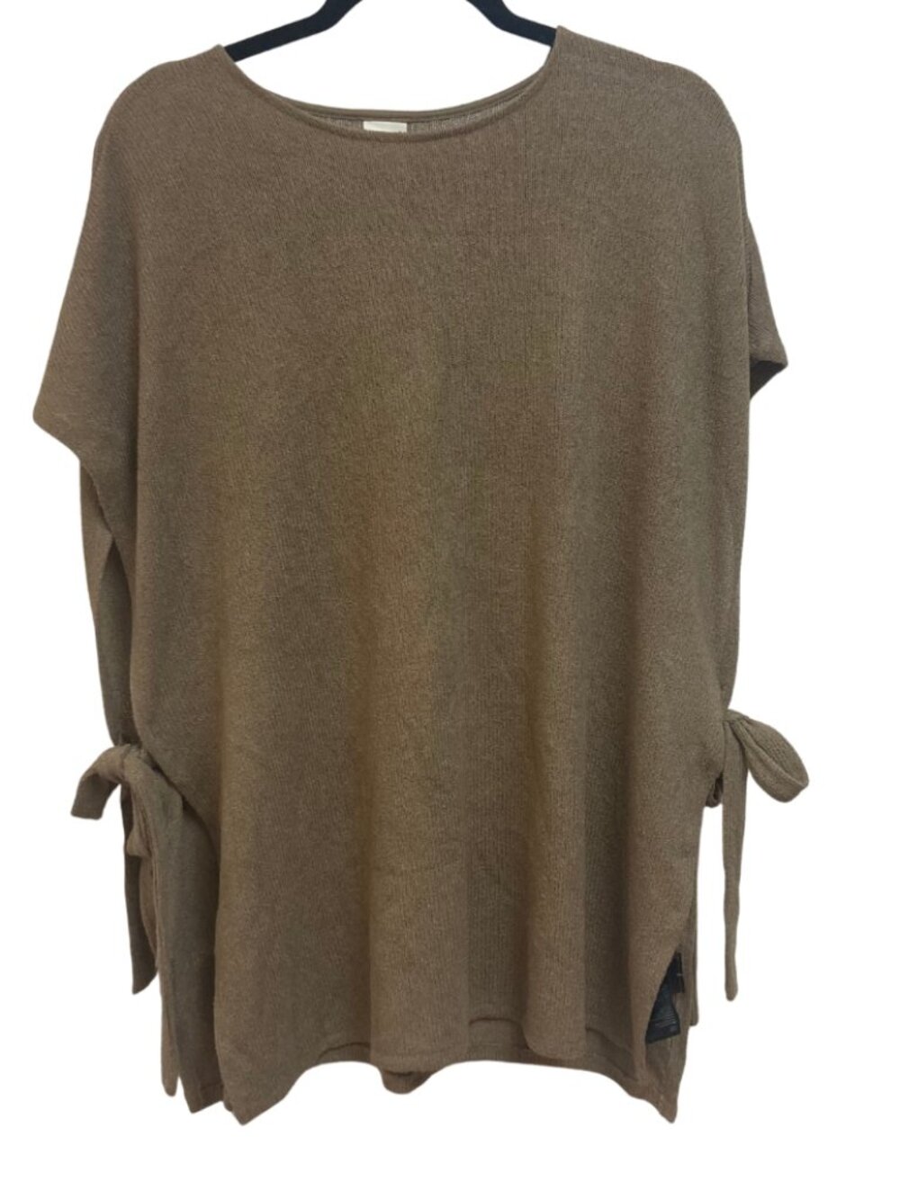 H&M Tan Knit Shawl Sleeveless Open Sided with Ties Size XL